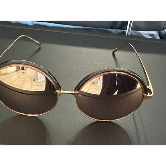 Linda Farrow Rare Rose Gold Wire Frame Chocolate Round Sunglasses LFL966 6 New main image 13